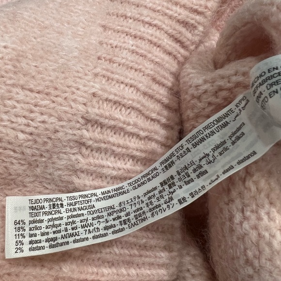 Zara Wool Alpaca Blend Contrast Collar Sweater Front Jewel/Rhinestone Button Med - Picture 9 of 13